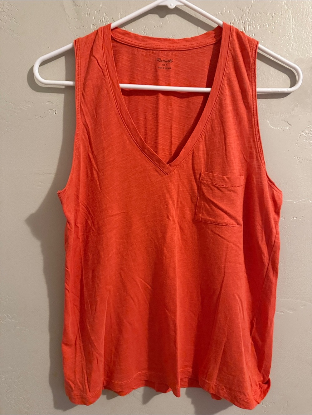 Madewell Tangerine Orange V-Neck Pocket Tank Top